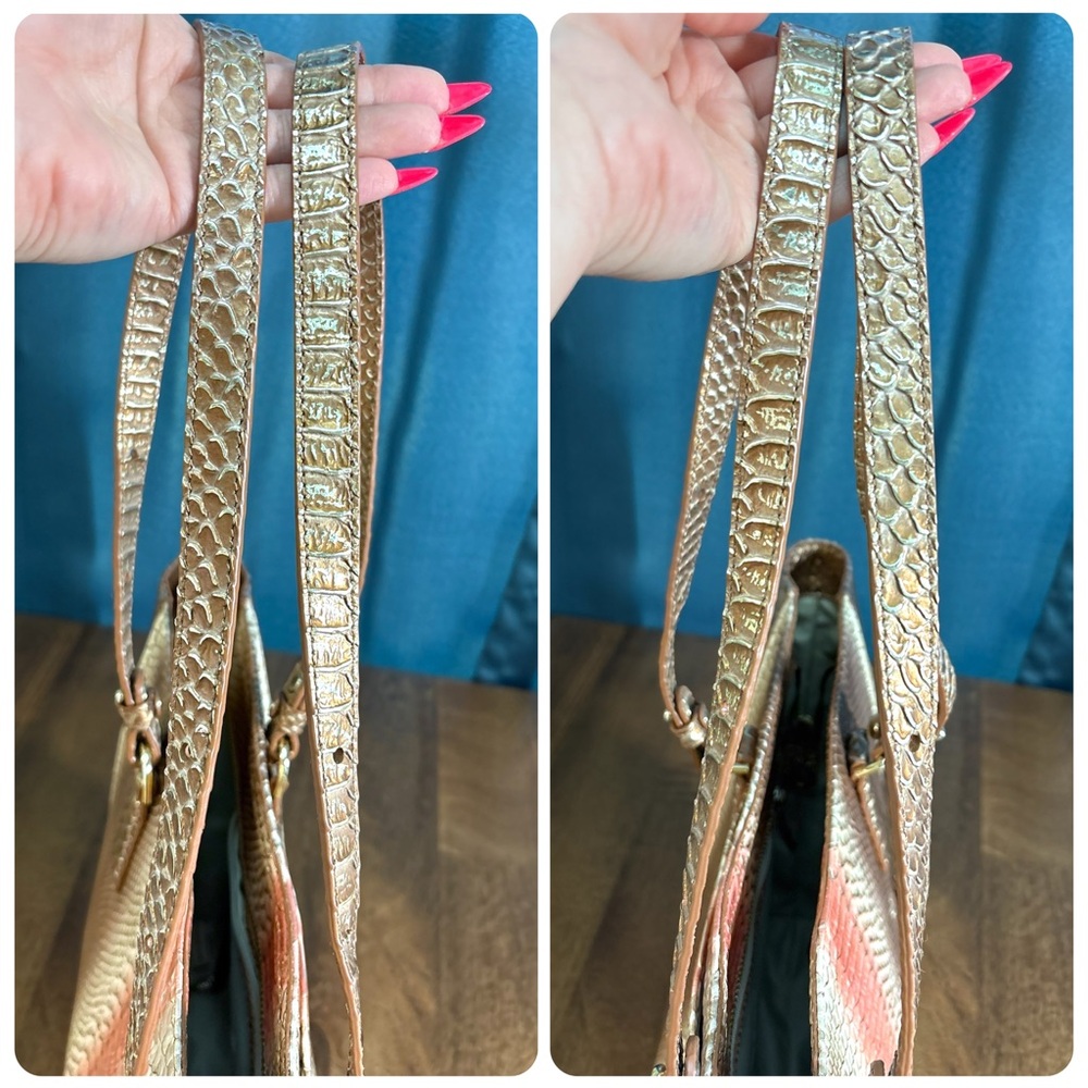 **SOLD**Brahmin EUC Ashlee - Natural Cocobay - Metallic Gold Snake Texture Tote - Picture 6 of 12